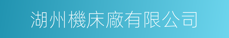 湖州機床廠有限公司的同義詞