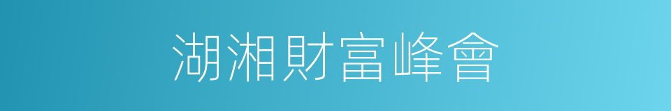 湖湘財富峰會的同義詞