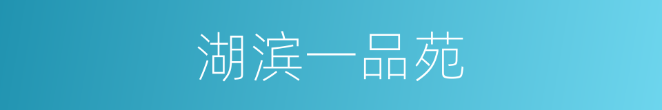 湖滨一品苑的同义词