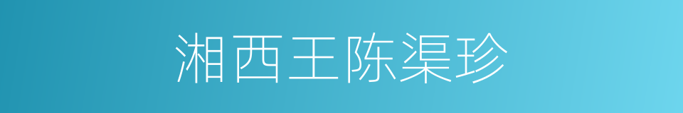 湘西王陈渠珍的同义词