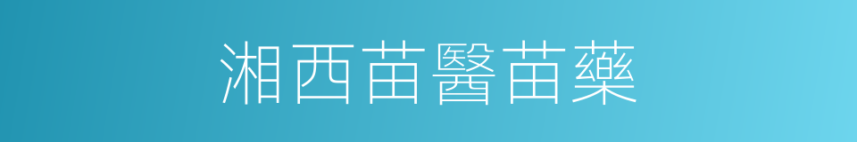湘西苗醫苗藥的同義詞