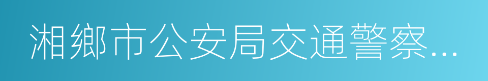 湘鄉市公安局交通警察大隊的同義詞