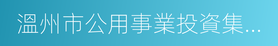 溫州市公用事業投資集團有限公司的同義詞