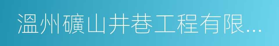 溫州礦山井巷工程有限公司的同義詞