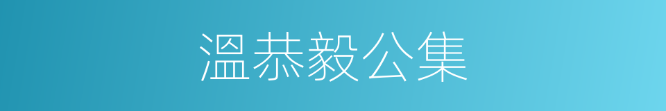 溫恭毅公集的同義詞
