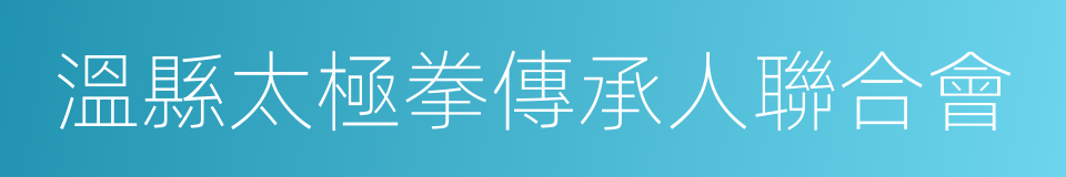 溫縣太極拳傳承人聯合會的同義詞