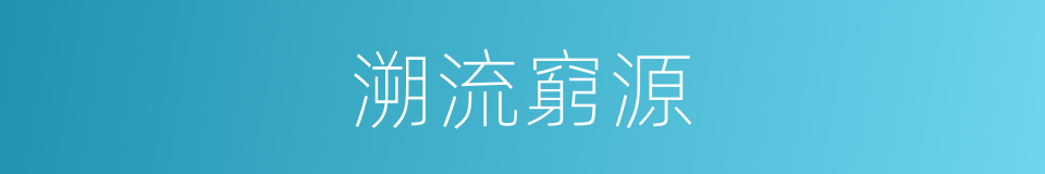 溯流窮源的意思