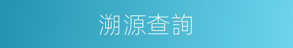溯源查詢的同義詞