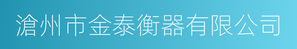 滄州市金泰衡器有限公司的同義詞
