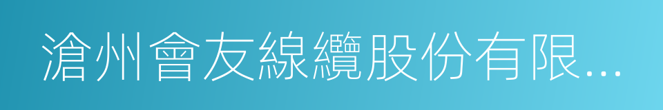 滄州會友線纜股份有限公司的同義詞
