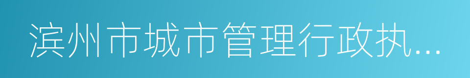 滨州市城市管理行政执法局的同义词