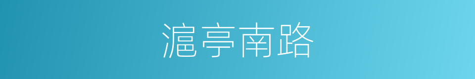 滬亭南路的同義詞