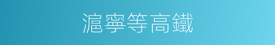 滬寧等高鐵的同義詞