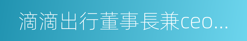 滴滴出行董事長兼ceo程維的同義詞