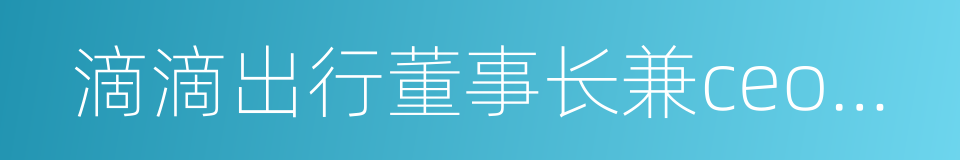 滴滴出行董事长兼ceo程维的同义词