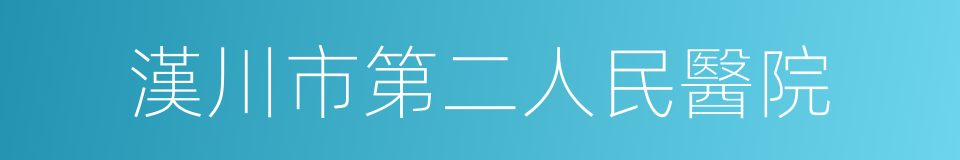 漢川市第二人民醫院的同義詞