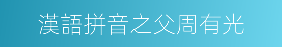 漢語拼音之父周有光的同義詞