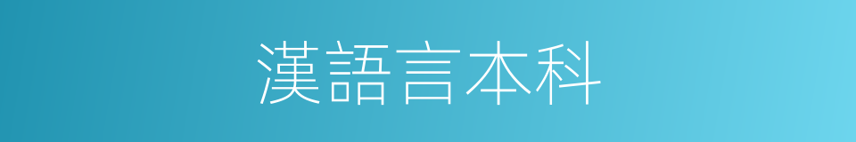 漢語言本科的同義詞