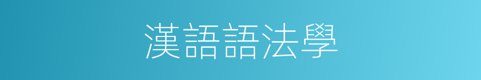 漢語語法學的同義詞