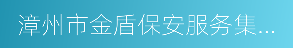 漳州市金盾保安服务集团有限公司的同义词