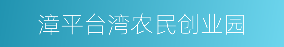 漳平台湾农民创业园的同义词