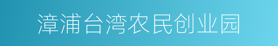 漳浦台湾农民创业园的同义词