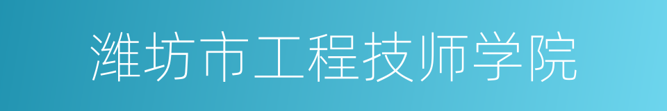 潍坊市工程技师学院的同义词