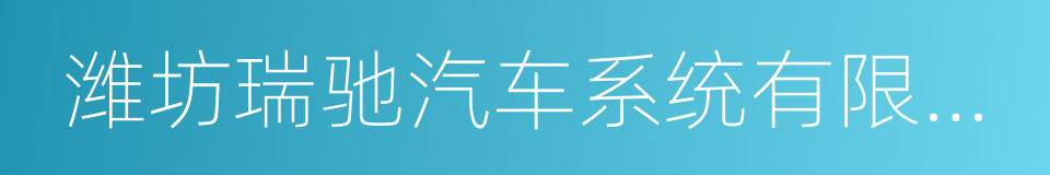 潍坊瑞驰汽车系统有限公司的同义词