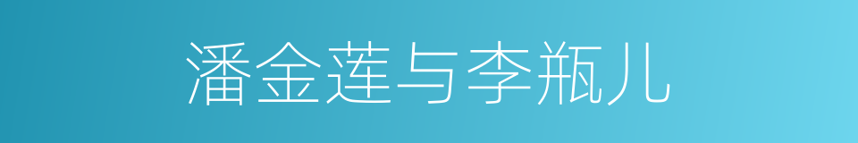 潘金莲与李瓶儿的同义词