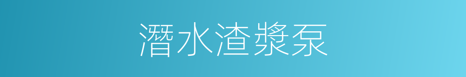 潛水渣漿泵的同義詞