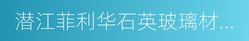 潜江菲利华石英玻璃材料有限公司的同义词