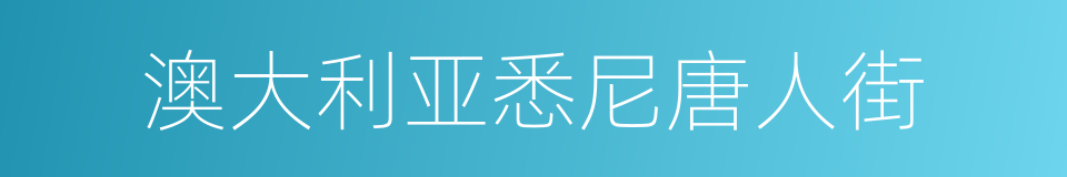 澳大利亚悉尼唐人街的同义词