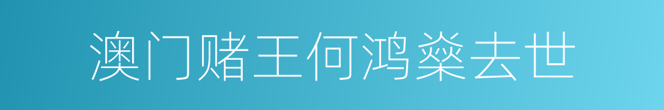 澳门赌王何鸿燊去世的同义词