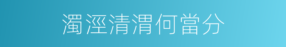 濁涇清渭何當分的同義詞