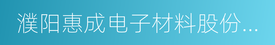 濮阳惠成电子材料股份有限公司的同义词