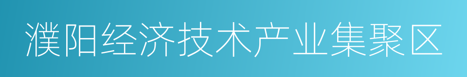 濮阳经济技术产业集聚区的同义词