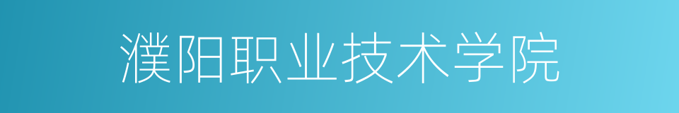 濮阳职业技术学院的同义词