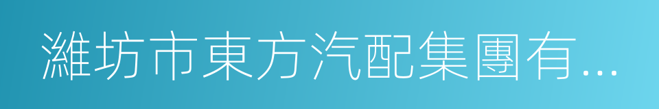 濰坊市東方汽配集團有限公司的同義詞