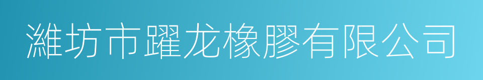 濰坊市躍龙橡膠有限公司的同義詞