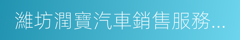濰坊潤寶汽車銷售服務有限公司的同義詞