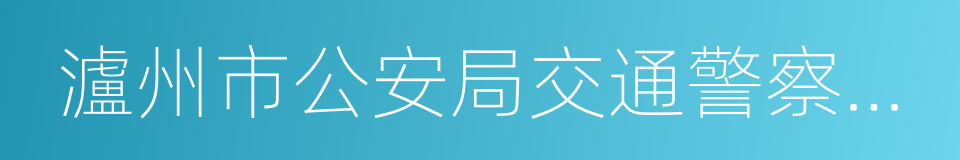 瀘州市公安局交通警察支隊的同義詞