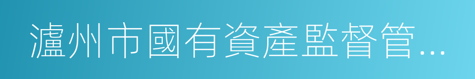 瀘州市國有資產監督管理委員會的同義詞