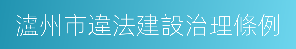 瀘州市違法建設治理條例的同義詞