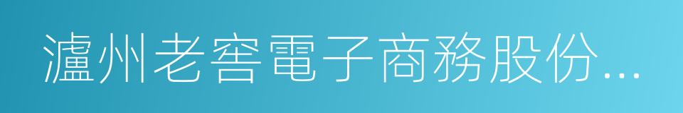 瀘州老窖電子商務股份有限公司的同義詞