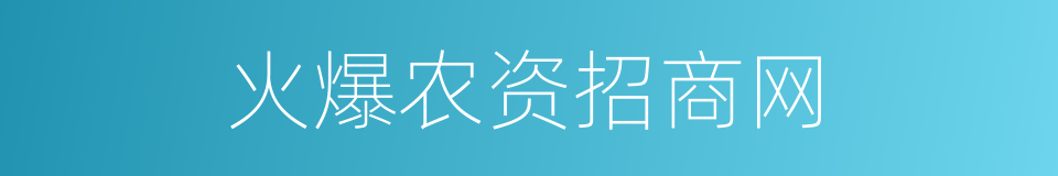 火爆农资招商网的同义词