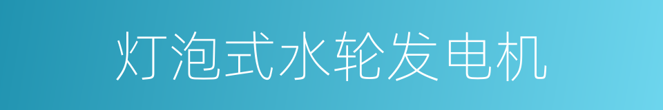 灯泡式水轮发电机的同义词