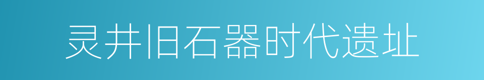 灵井旧石器时代遗址的同义词