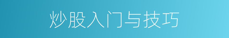 炒股入门与技巧的同义词