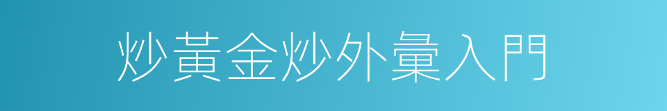 炒黃金炒外彙入門的同義詞