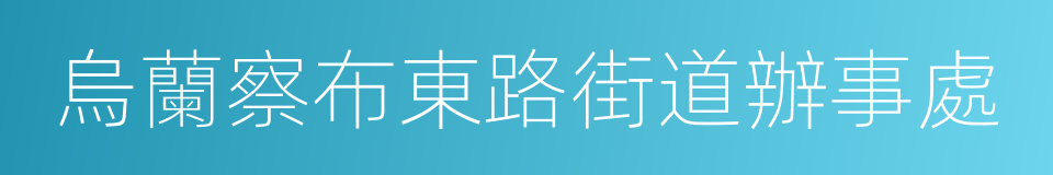 烏蘭察布東路街道辦事處的同義詞